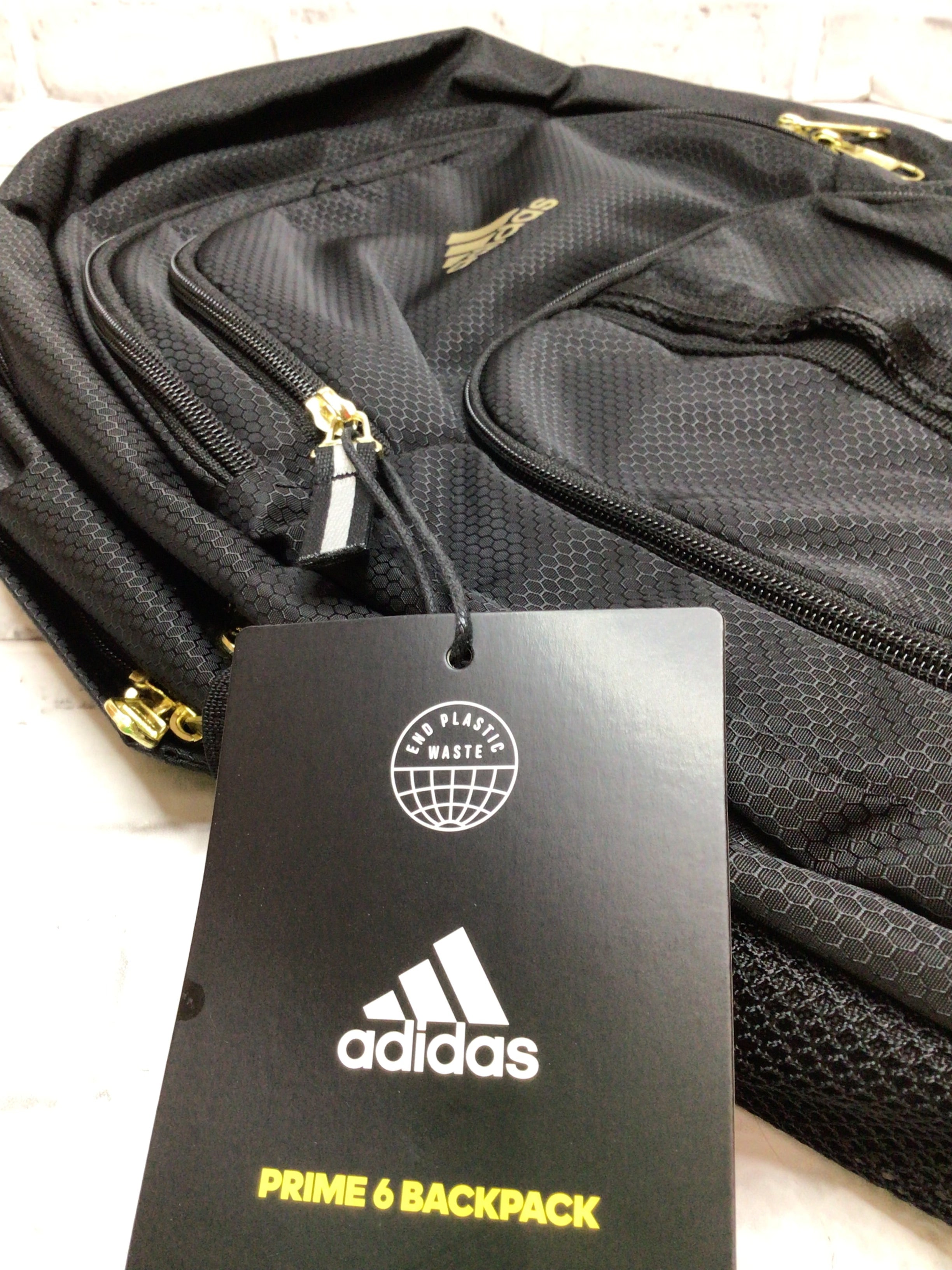 adidas Unisex Prime 6 Backpack, Black/Gold Metallic (8095832211694)